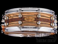 Pearl 14x5 Music City Custom Solid Ash Snare Drum with Birdseye Rosewood and Ebony Inlays