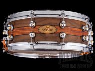 Pearl 14x5 Music City Custom Solid Walnut Snare Drum with Padauk Inlay and Ebony Bands