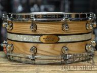Used Pearl 14x6.5 Music City Custom Solid Ash Snare Drum with Duoband Ebony Marine Inlay