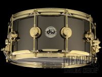 DW 14x6.5 Collector's Series Black Nickel Over Brass Snare Drum - Gold Hardware