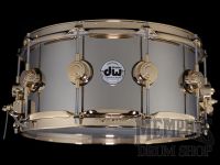 DW 14x6.5 Collector's Series Nickel Over Brass Snare Drum with Gold Hardware
